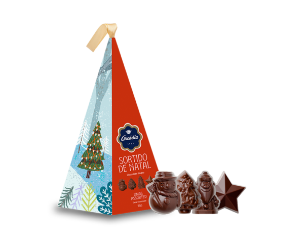 Arcádia karácsonyi étcsokoládé bonbon piramis, 75 g
